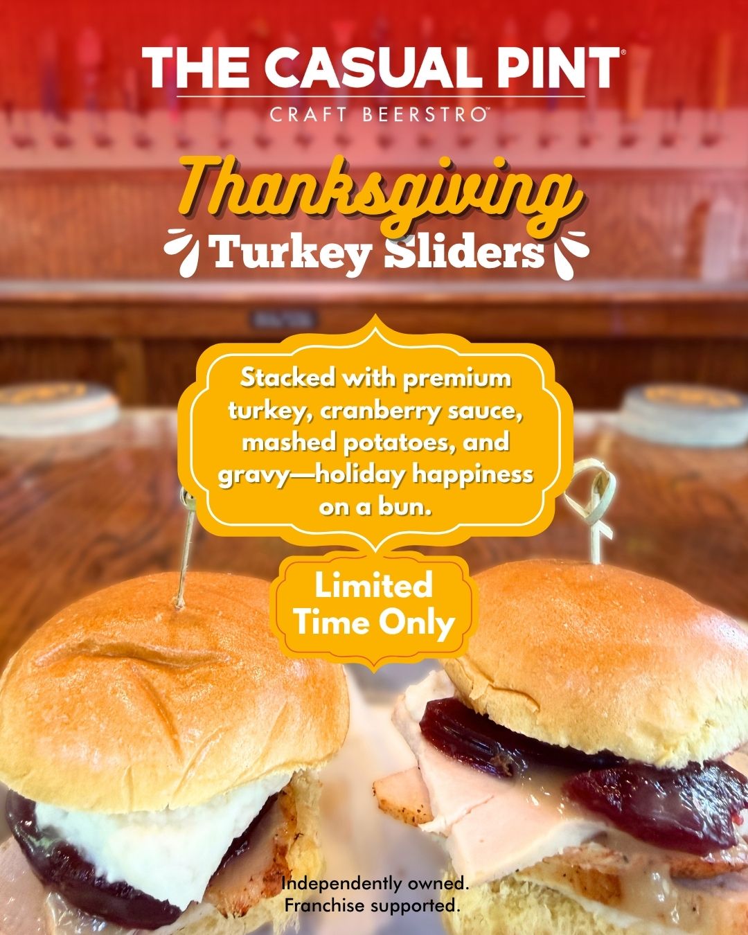 Turkey Sliders Are Here! A Festive Favorite at The Casual Pint (For a Limited Time)
